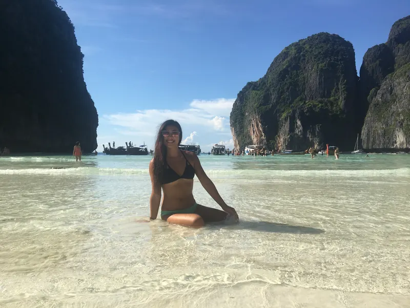 Vania relaxing in turquoise water in Thailand